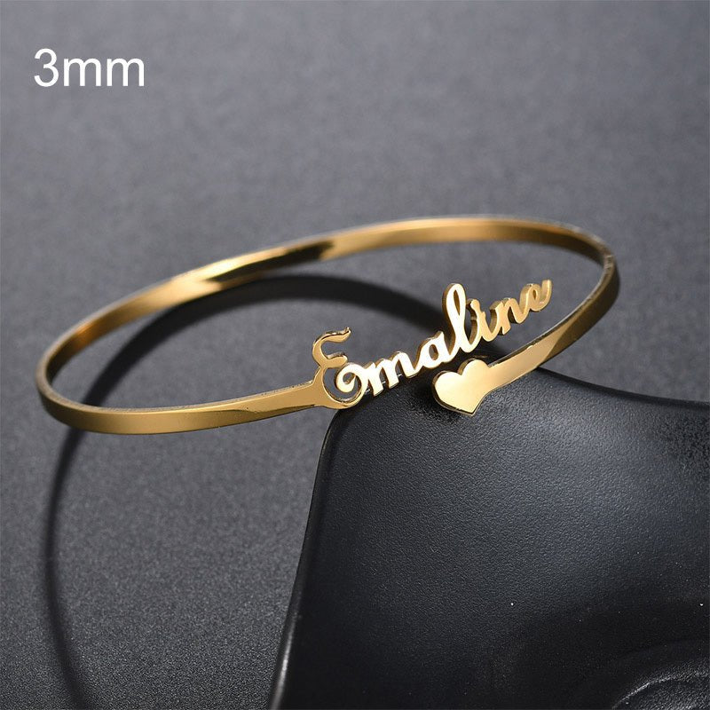 Custom Engraved Stainless Steel Bangle Jewelry Customized Name Bracelet Personalized Custom Bangles Stainless Steel Jewelry - Metamorphosis Creations