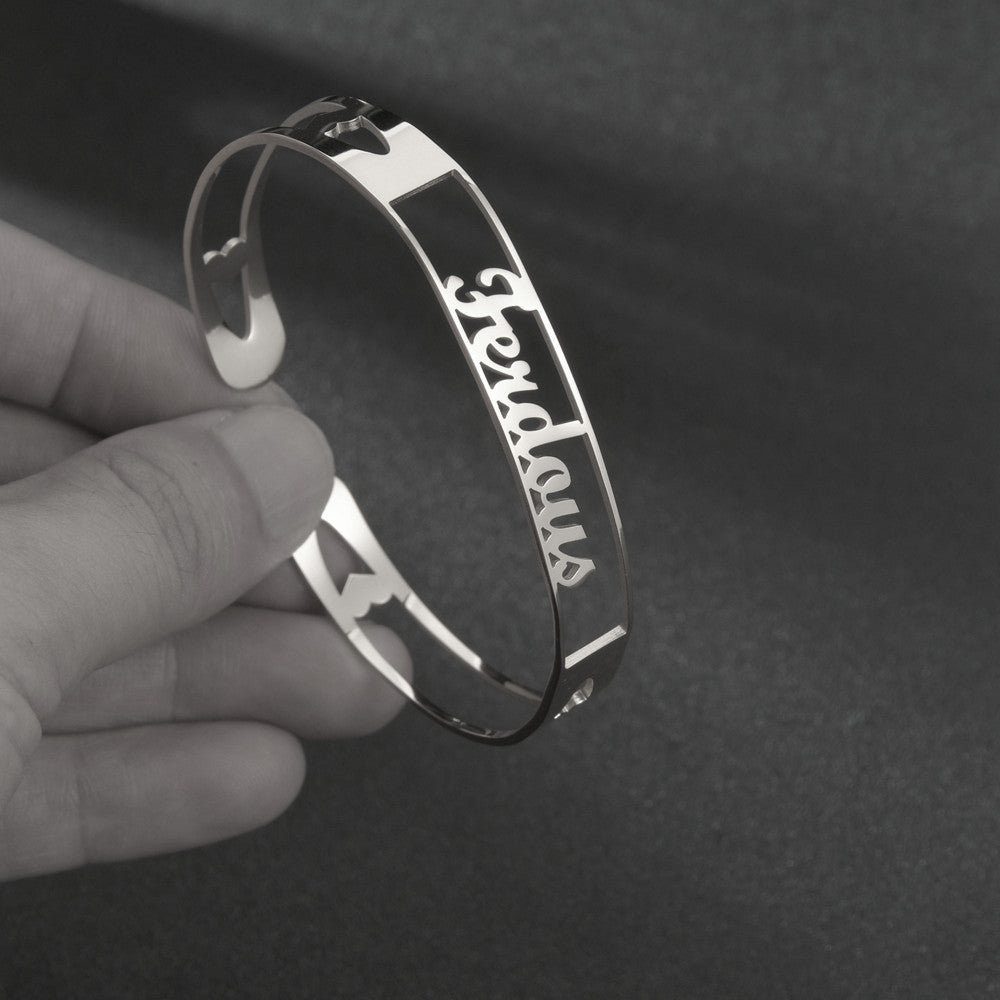 Custom Engraved Stainless Steel Bangle Jewelry Customized Name Bracelet Personalized Custom Bangles Stainless Steel Jewelry - Metamorphosis Creations