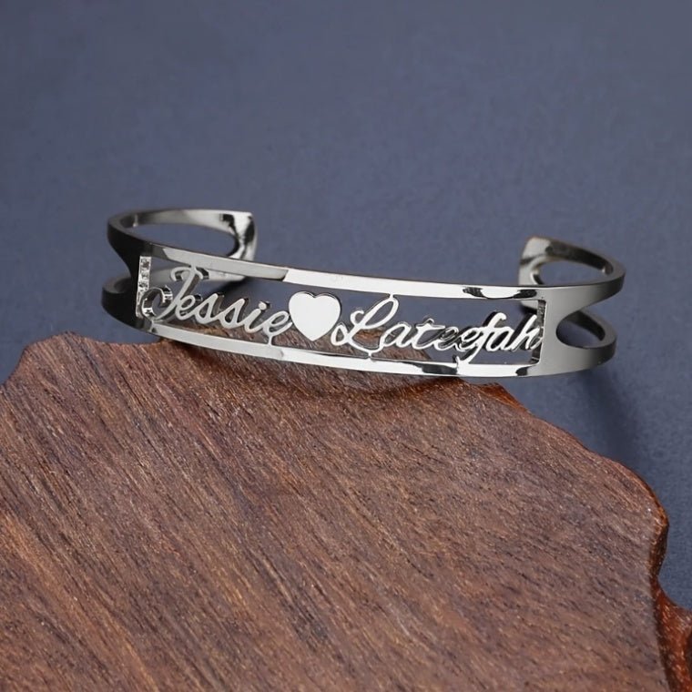 Custom Engraved Stainless Steel Bangle Jewelry Customized Name Bracelet Personalized Custom Bangles Stainless Steel Jewelry - Metamorphosis Creations
