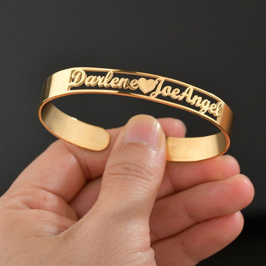 Custom Engraved Stainless Steel Bangle Jewelry Customized Name Bracelet Personalized Custom Bangles Stainless Steel Jewelry - Metamorphosis Creations