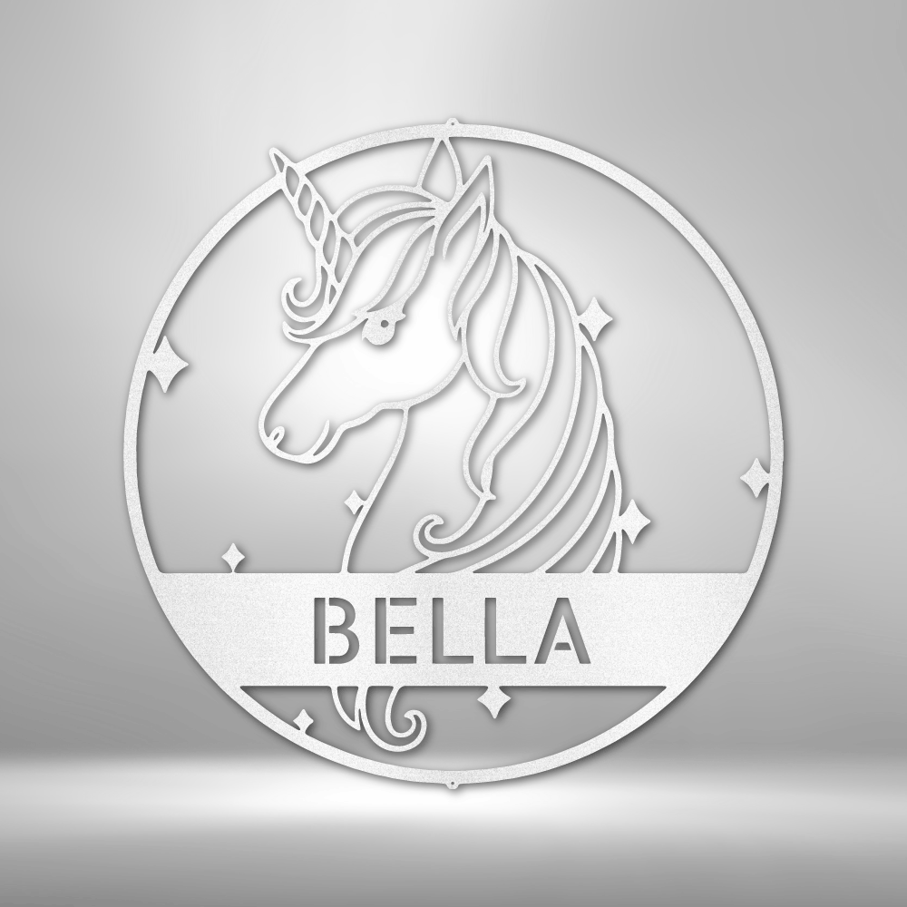 Cute Unicorn Monogram - Steel Sign - Metamorphosis Creations