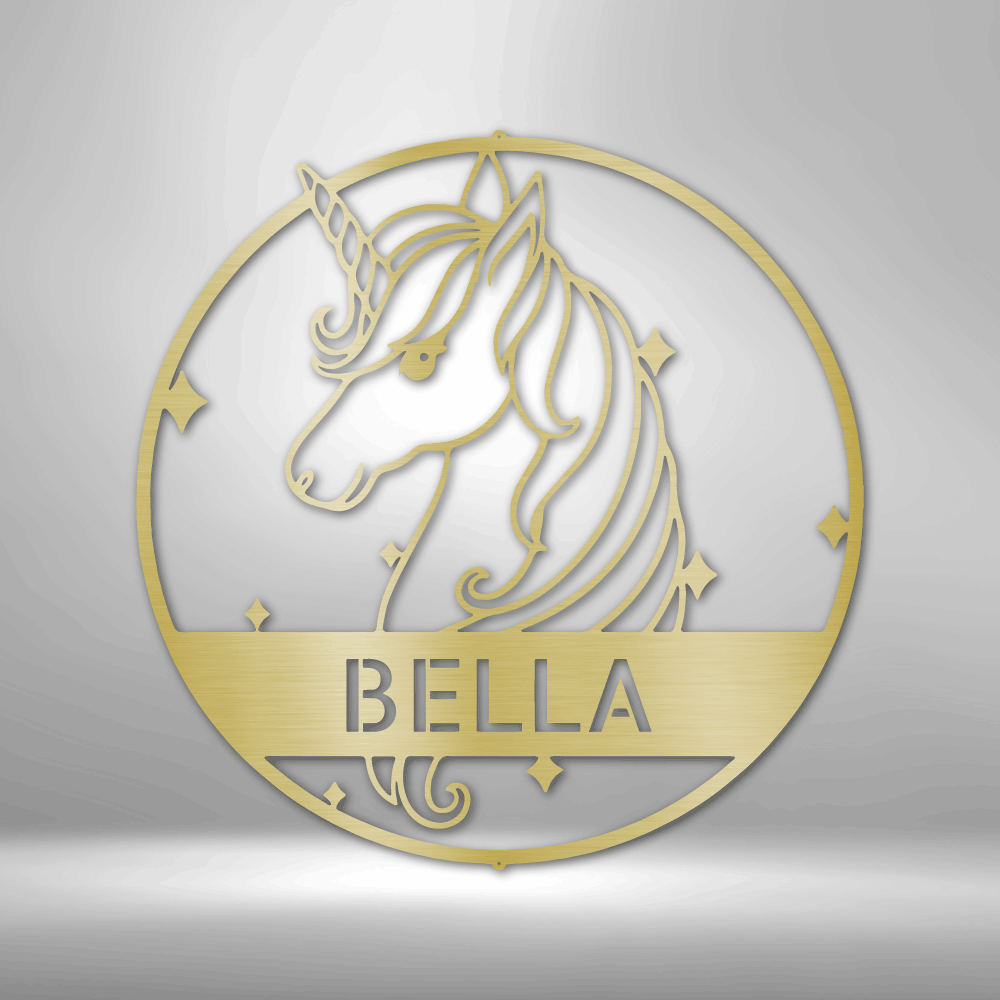 Cute Unicorn Monogram - Steel Sign - Metamorphosis Creations