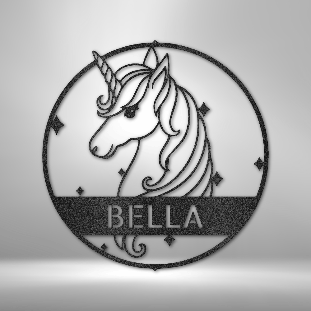Cute Unicorn Monogram - Steel Sign - Metamorphosis Creations