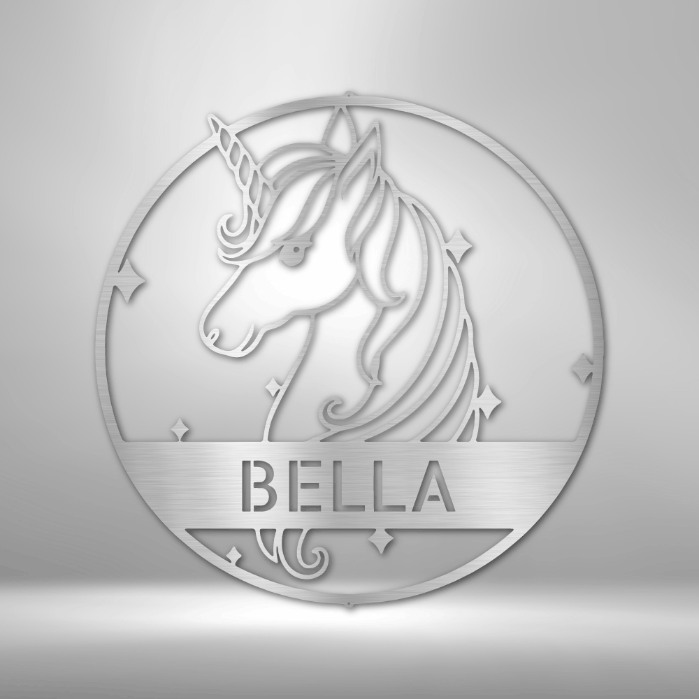 Cute Unicorn Monogram - Steel Sign - Metamorphosis Creations