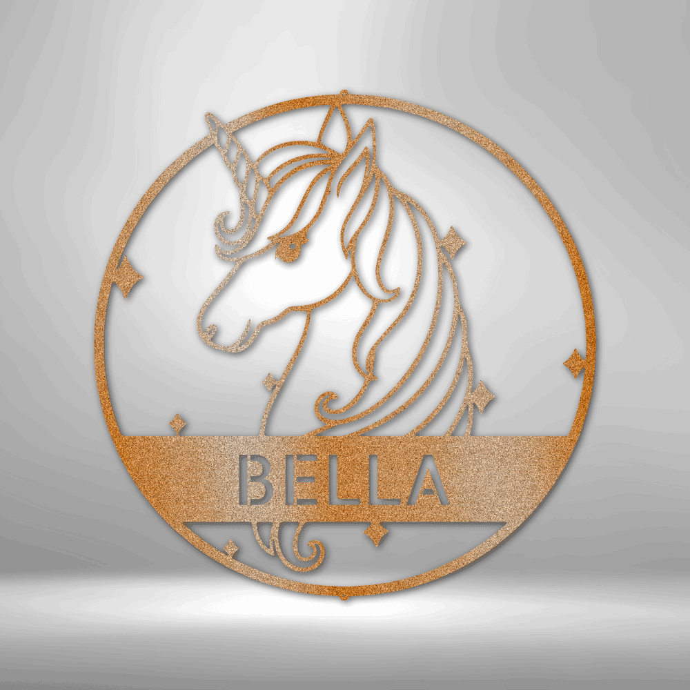 Cute Unicorn Monogram - Steel Sign - Metamorphosis Creations