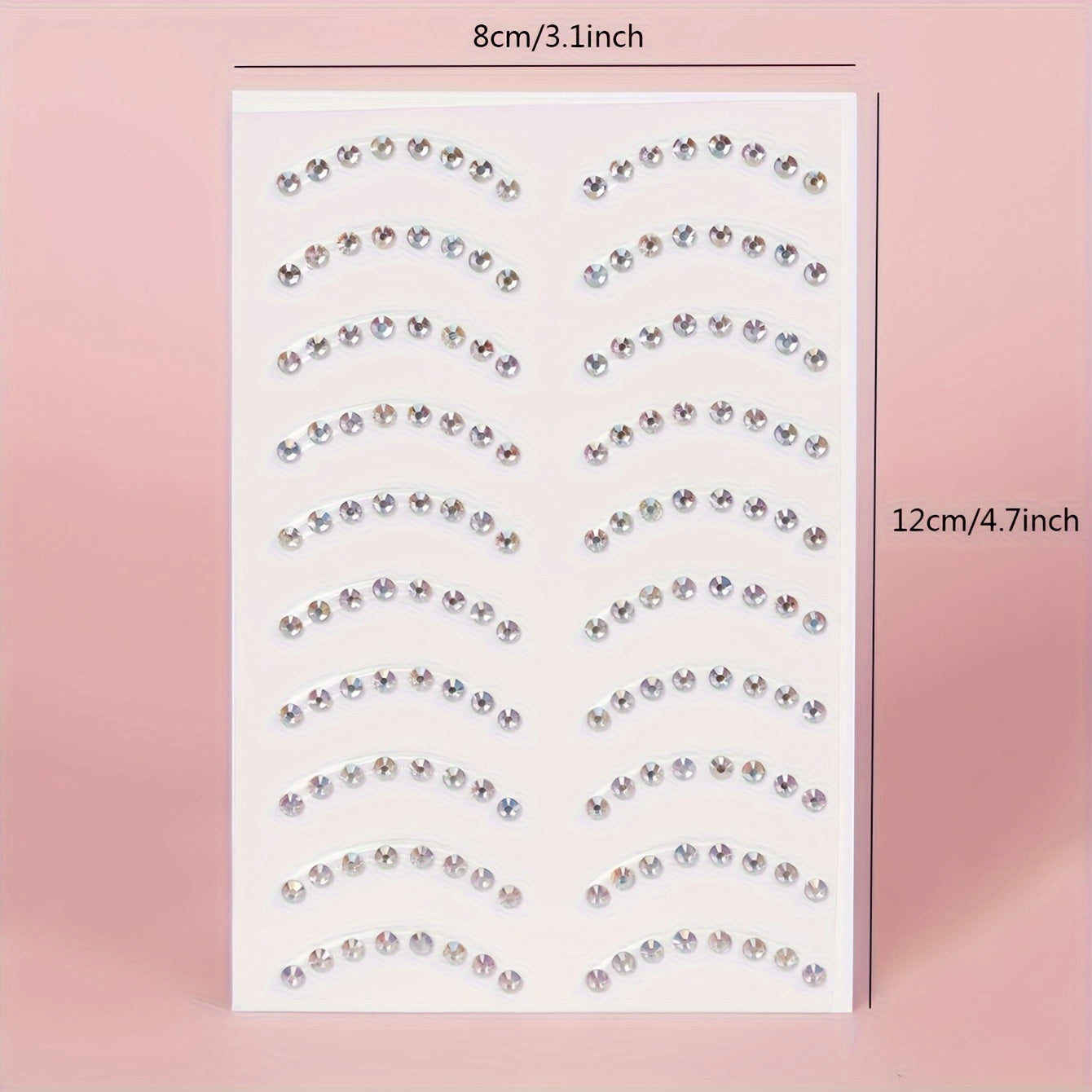 1, 3D Simulated Eyebrow-Shaped Curved Moon Sparkle Rhinestones, Eye And Face Decal Stickers, Holiday Accessories DIY Make-Up Party Decorations