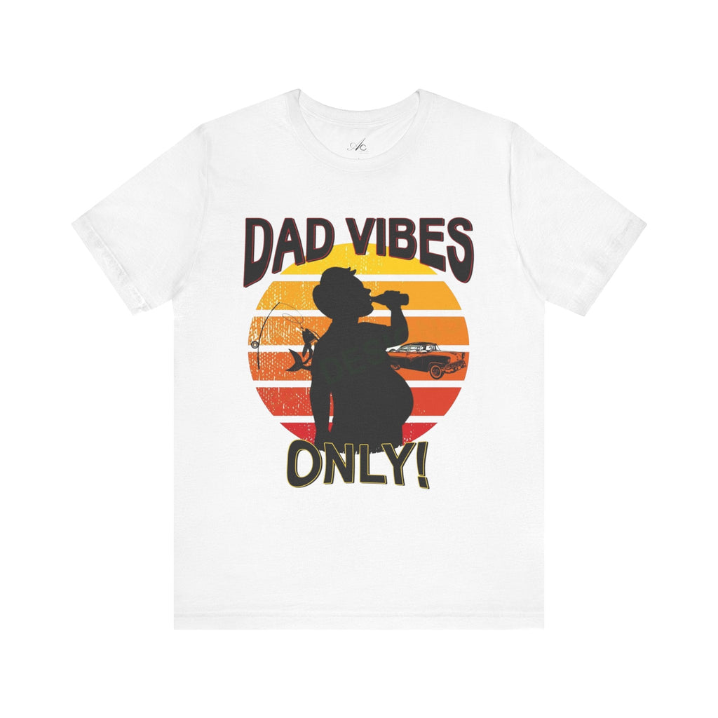 Dad Vibes Only Unisex Tee, Fun Casual T-Shirt for Dads, Perfect Gift for Father's Day, Summer Barbecue, Weekend Outing - Metamorphosis Creations