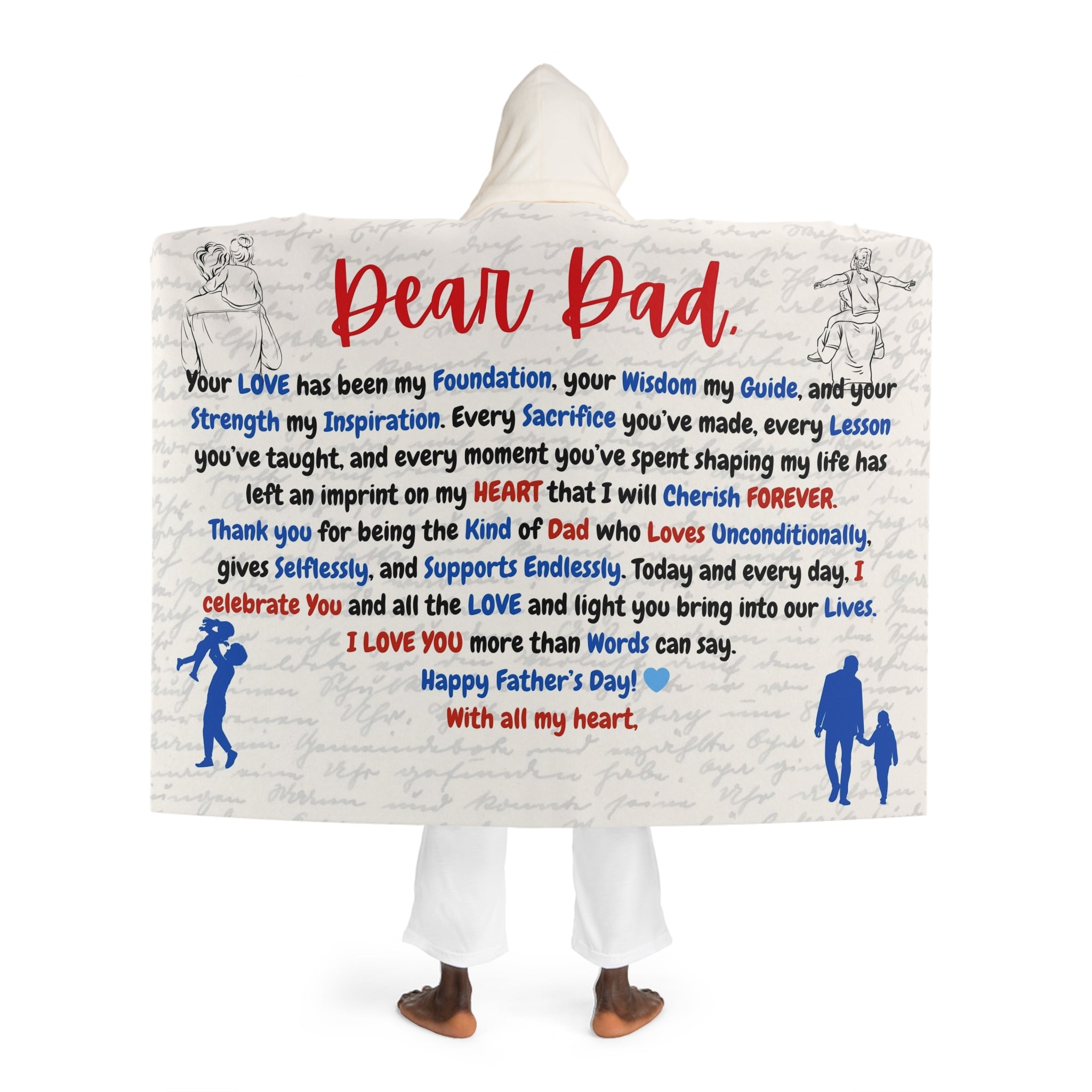Dads Cozy Haven Personalized Fathers Day Blanket Hooded Sherpa Fleece Blanket - Metamorphosis Creations