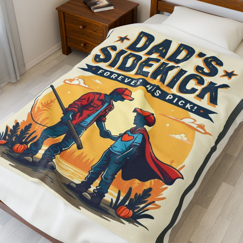 Dad's Sidekick Plush Blanket, Cozy Throw for Father & Son, Father's Day Gift, Family Bonding, Kid's Room Decor - Metamorphosis Creations