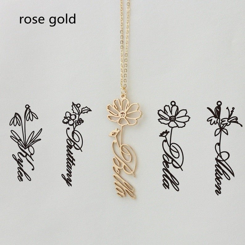 December Constellation Necklace Flower Name Necklace Customization - Metamorphosis Creations