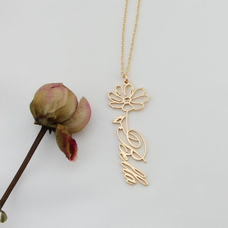 December Constellation Necklace Flower Name Necklace Customization - Metamorphosis Creations