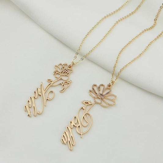 December Constellation Necklace Flower Name Necklace Customization - Metamorphosis Creations