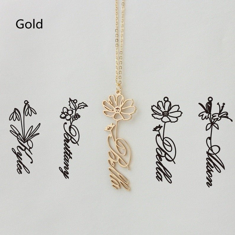 December Constellation Necklace Flower Name Necklace Customization - Metamorphosis Creations