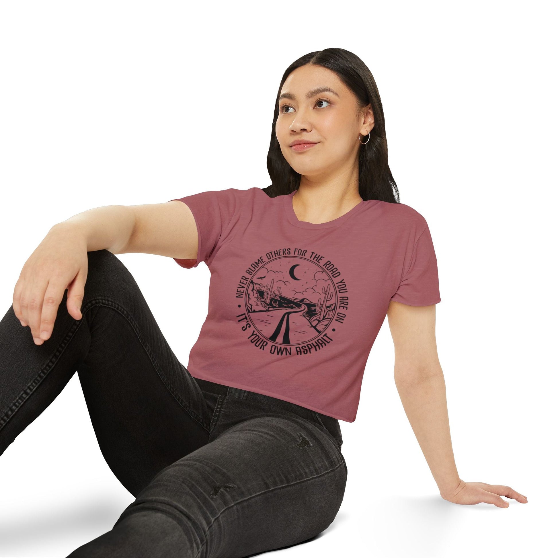 Desert Dream Crop Top - Women's Festival Tee, Boho Style Shirt, Inspirational Graphic Top, Summer Outfit, Road Trip Apparel - Metamorphosis Creations