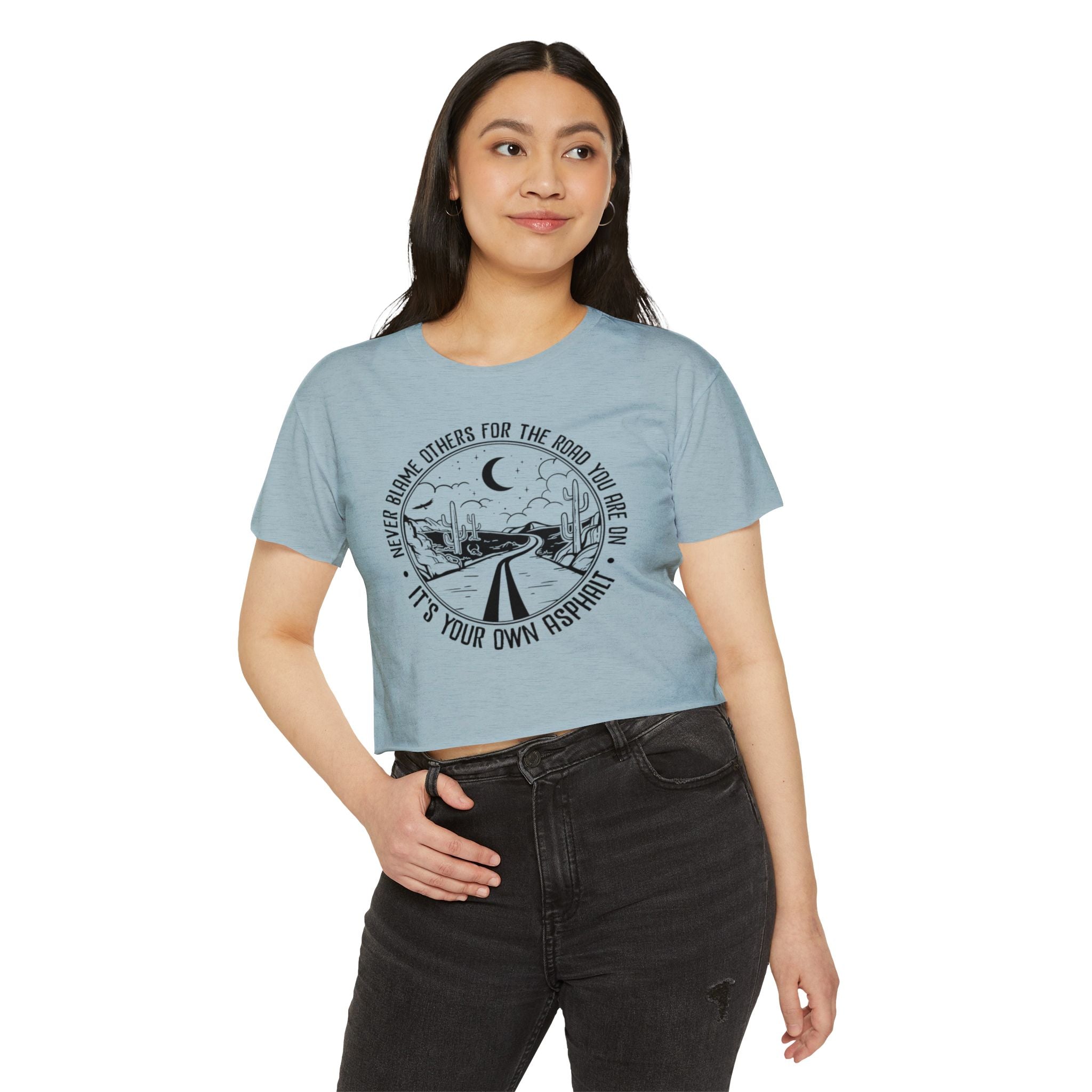 Desert Dream Crop Top - Women's Festival Tee, Boho Style Shirt, Inspirational Graphic Top, Summer Outfit, Road Trip Apparel - Metamorphosis Creations
