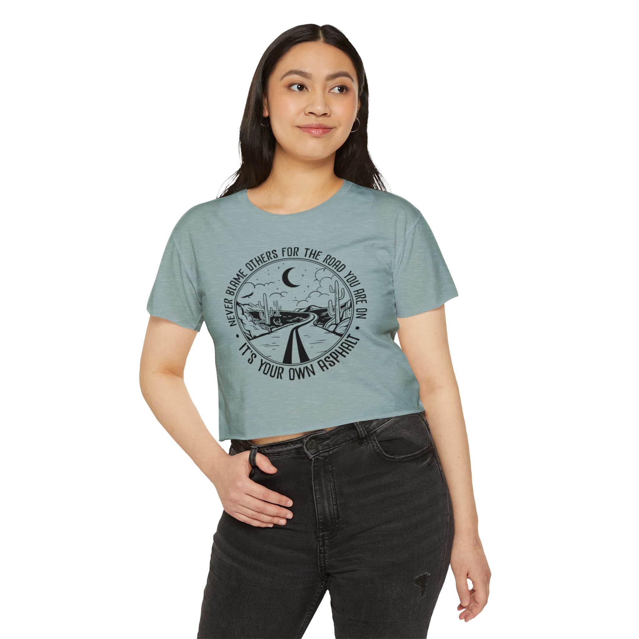 Desert Dream Crop Top - Women's Festival Tee, Boho Style Shirt, Inspirational Graphic Top, Summer Outfit, Road Trip Apparel - Metamorphosis Creations