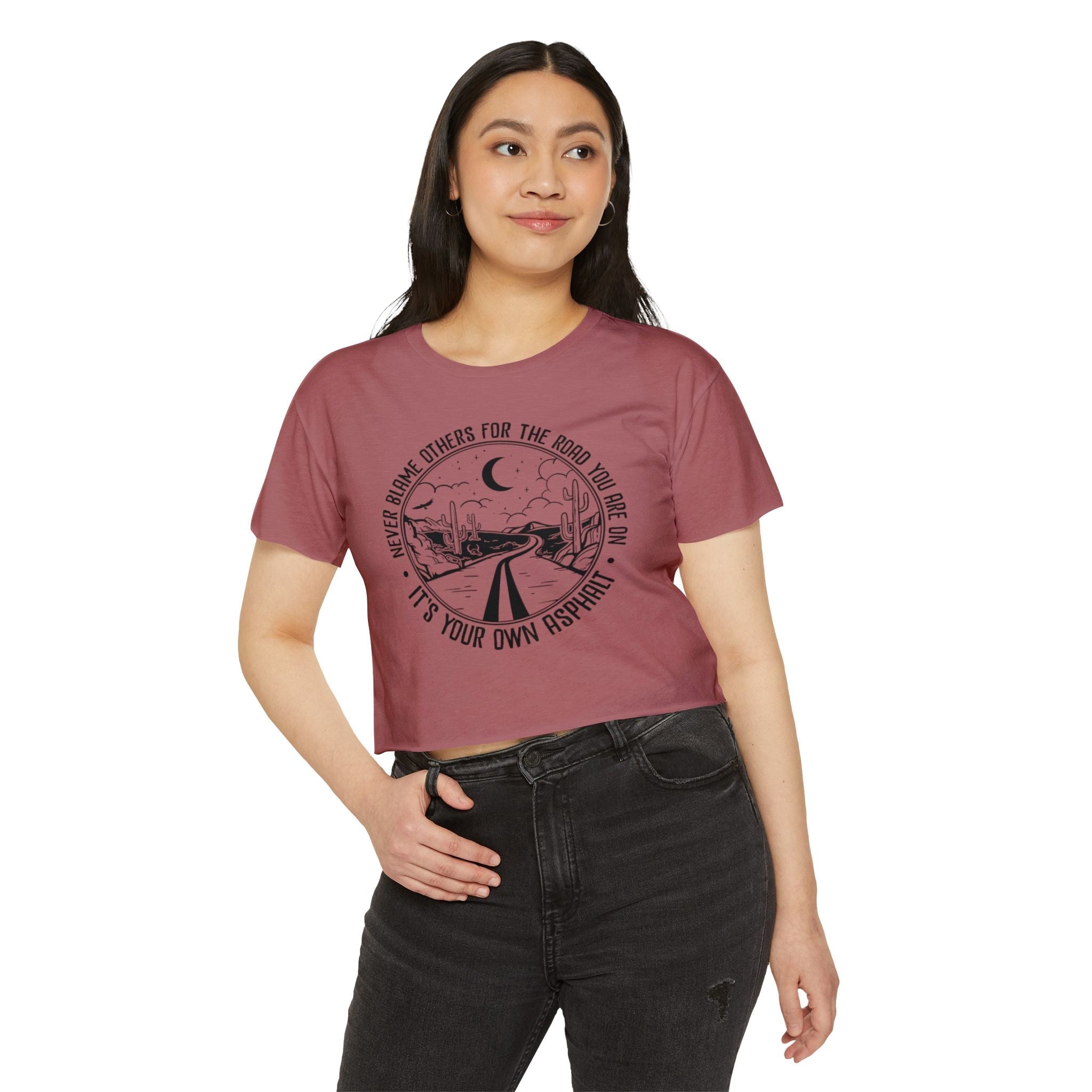 Desert Dream Crop Top - Women's Festival Tee, Boho Style Shirt, Inspirational Graphic Top, Summer Outfit, Road Trip Apparel - Metamorphosis Creations