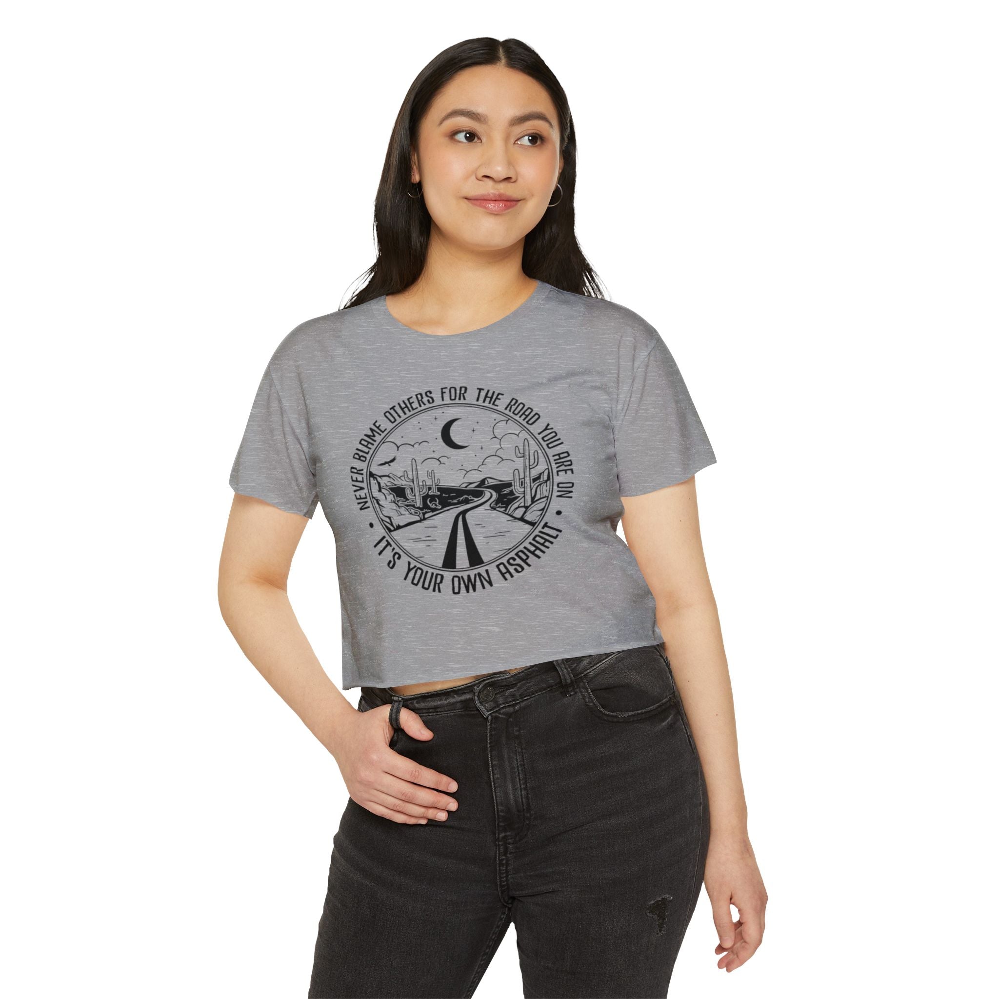 Desert Dream Crop Top - Women's Festival Tee, Boho Style Shirt, Inspirational Graphic Top, Summer Outfit, Road Trip Apparel - Metamorphosis Creations