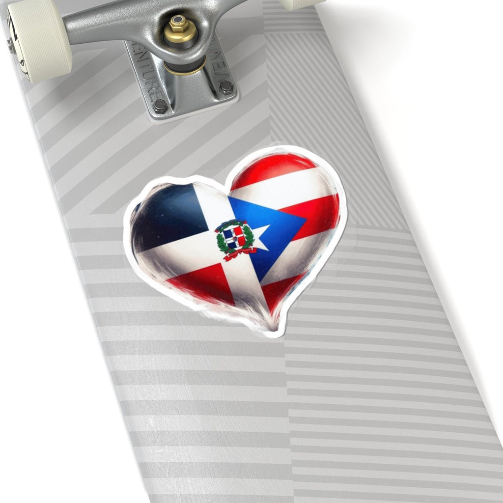 Dominican - Puerto Rican Heart Stickers | Kiss - Cut Stickers for Pride, Gifts, Travel Decor, Express Love | Cute Vinyl Decals - Metamorphosis Creations