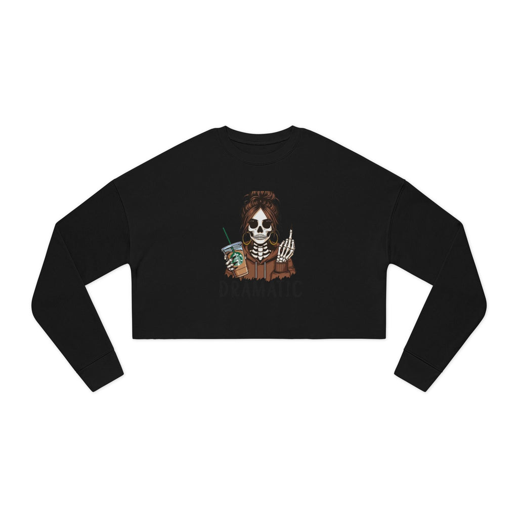 Dramatic Skeleton Cropped Sweatshirt - Trendy Apparel for Artists, Halloween Fashion, Casual Wear, Gifts for Creatives, Fall Style - Metamorphosis Creations
