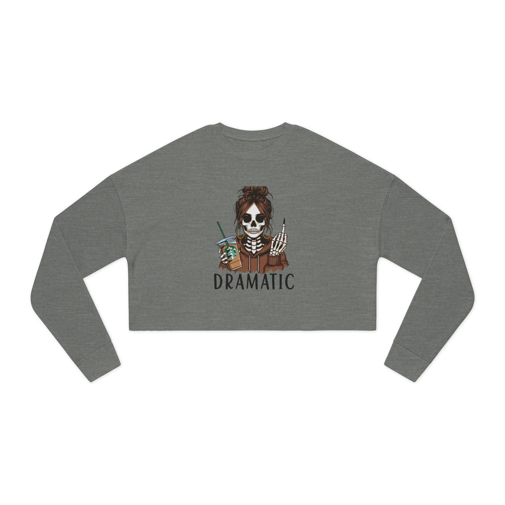 Dramatic Skeleton Cropped Sweatshirt - Trendy Apparel for Artists, Halloween Fashion, Casual Wear, Gifts for Creatives, Fall Style - Metamorphosis Creations