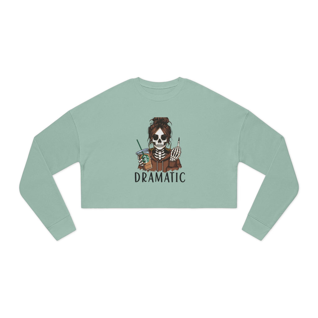 Dramatic Skeleton Cropped Sweatshirt - Trendy Apparel for Artists, Halloween Fashion, Casual Wear, Gifts for Creatives, Fall Style - Metamorphosis Creations