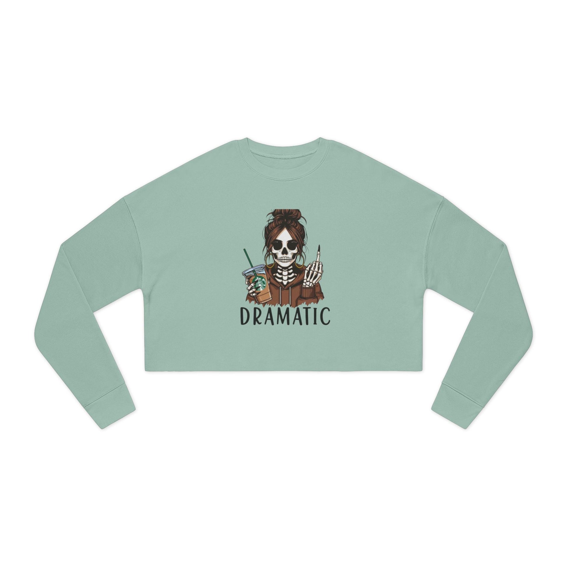 Dramatic Skeleton Cropped Sweatshirt - Trendy Apparel for Artists, Halloween Fashion, Casual Wear, Gifts for Creatives, Fall Style - Metamorphosis Creations