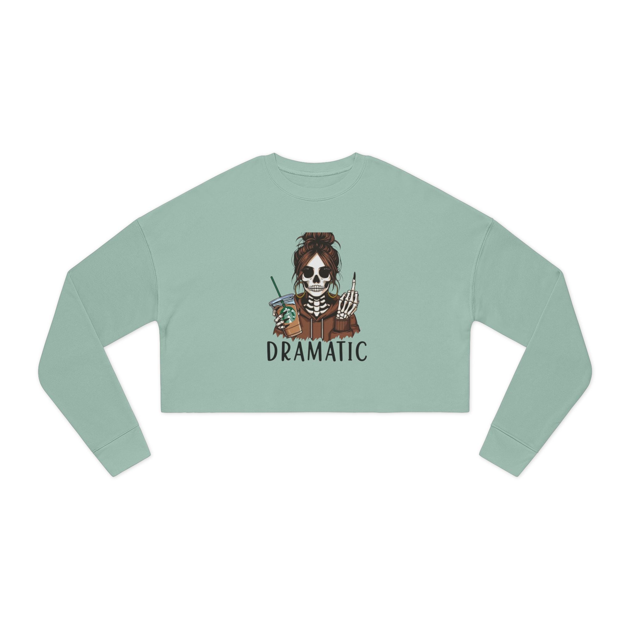 Dramatic Skeleton Cropped Sweatshirt - Trendy Apparel for Artists, Halloween Fashion, Casual Wear, Gifts for Creatives, Fall Style - Metamorphosis Creations