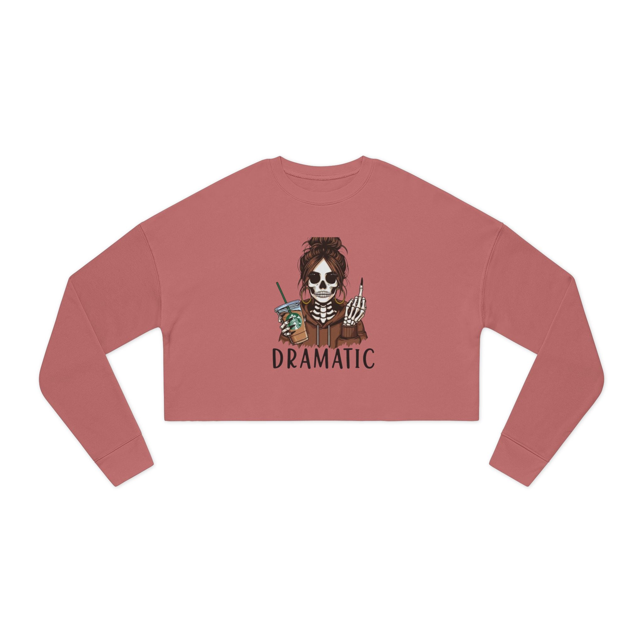 Dramatic Skeleton Cropped Sweatshirt - Trendy Apparel for Artists, Halloween Fashion, Casual Wear, Gifts for Creatives, Fall Style - Metamorphosis Creations