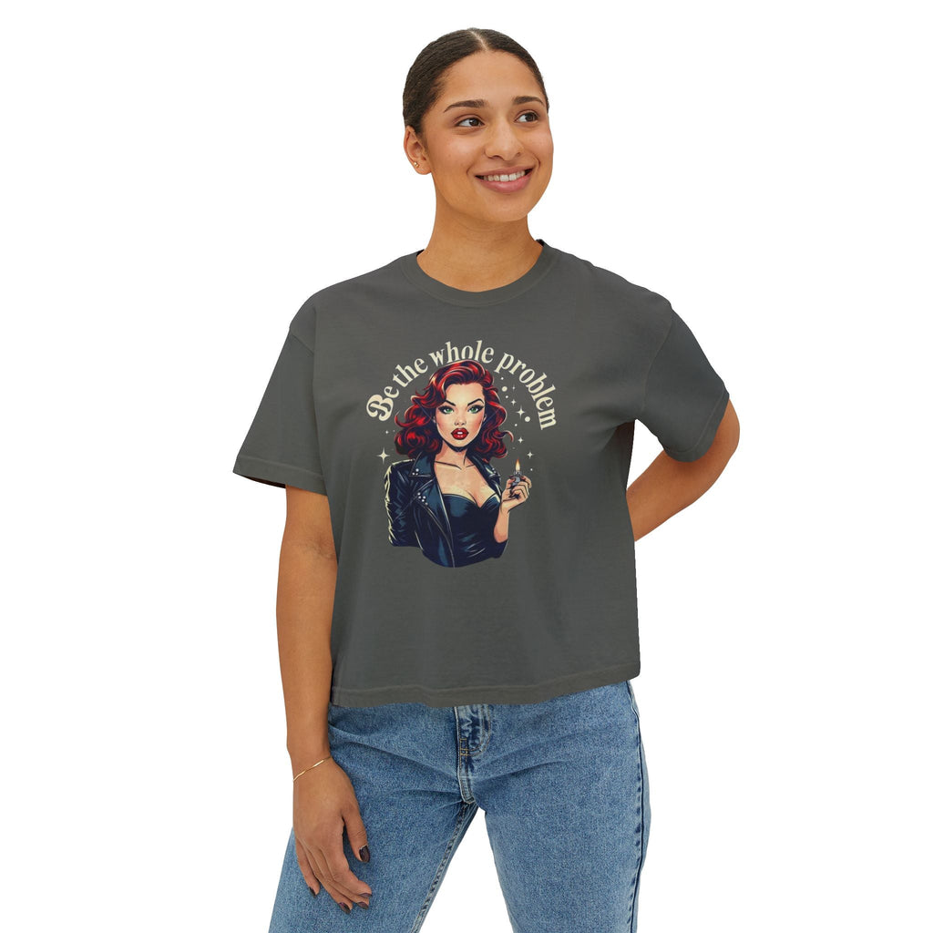 Edgy Vintage Women's Boxy Tee - Retro Graphic Tee, Casual Chic Top, Perfect Gift for Her, Streetwear Style, Iconic Vintage Fashion - Metamorphosis Creations