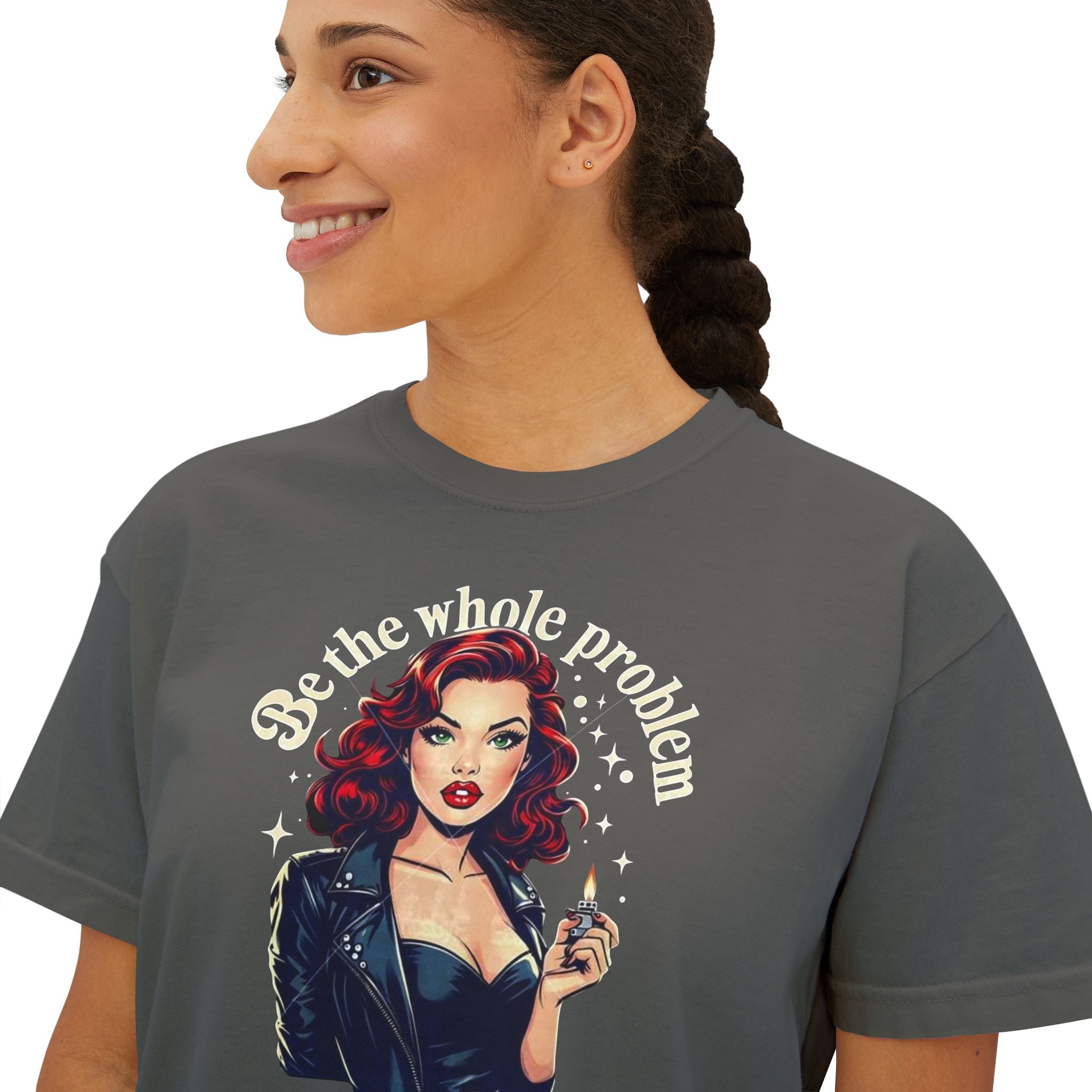 Edgy Vintage Women's Boxy Tee - Retro Graphic Tee, Casual Chic Top, Perfect Gift for Her, Streetwear Style, Iconic Vintage Fashion - Metamorphosis Creations