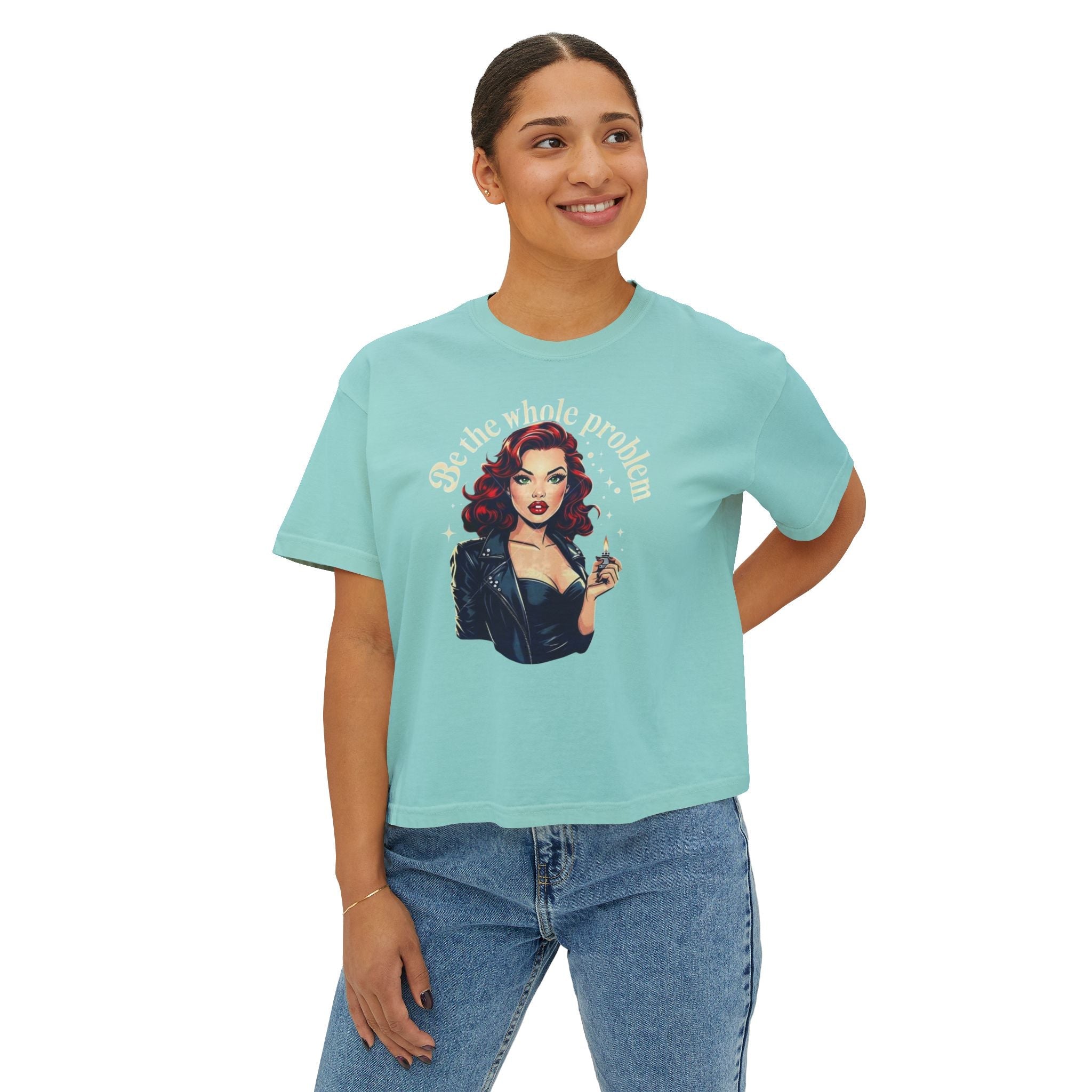 Edgy Vintage Women's Boxy Tee - Retro Graphic Tee, Casual Chic Top, Perfect Gift for Her, Streetwear Style, Iconic Vintage Fashion - Metamorphosis Creations