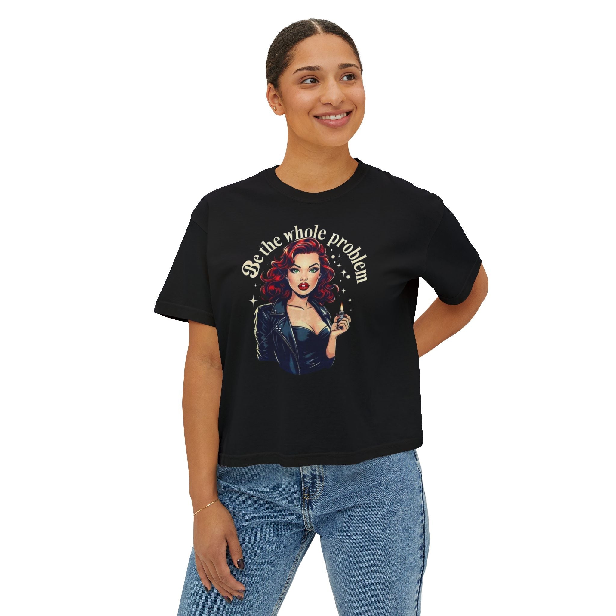 Edgy Vintage Women's Boxy Tee - Retro Graphic Tee, Casual Chic Top, Perfect Gift for Her, Streetwear Style, Iconic Vintage Fashion - Metamorphosis Creations