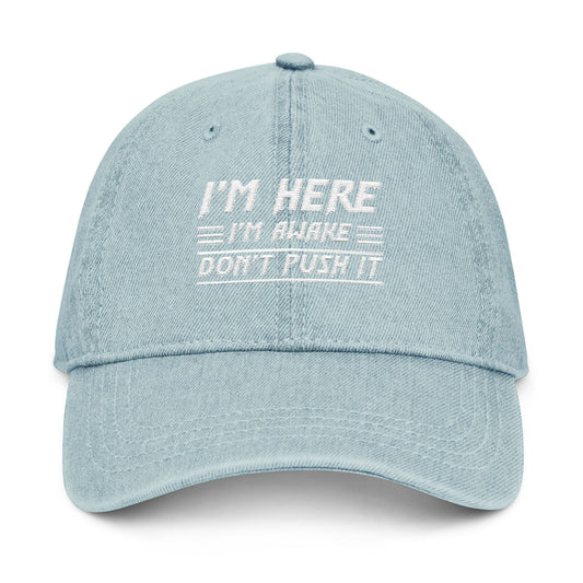 Embroidered Denim Hat, Funny Cap, Gift for Him, Casual Style, Everyday Wear, Unique Headwear - Metamorphosis Creations