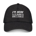 Embroidered Denim Hat, Funny Cap, Gift for Him, Casual Style, Everyday Wear, Unique Headwear - Metamorphosis Creations