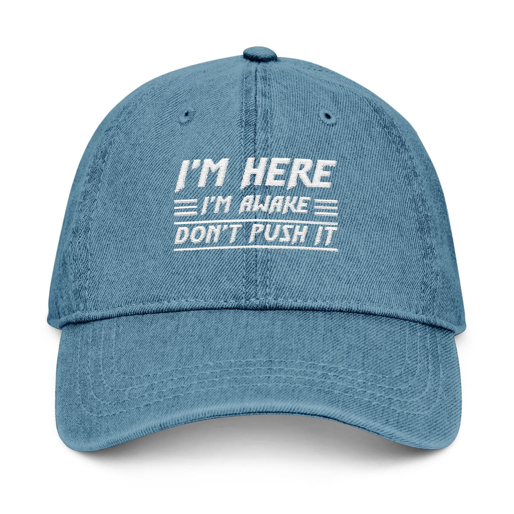 Embroidered Denim Hat, Funny Cap, Gift for Him, Casual Style, Everyday Wear, Unique Headwear - Metamorphosis Creations