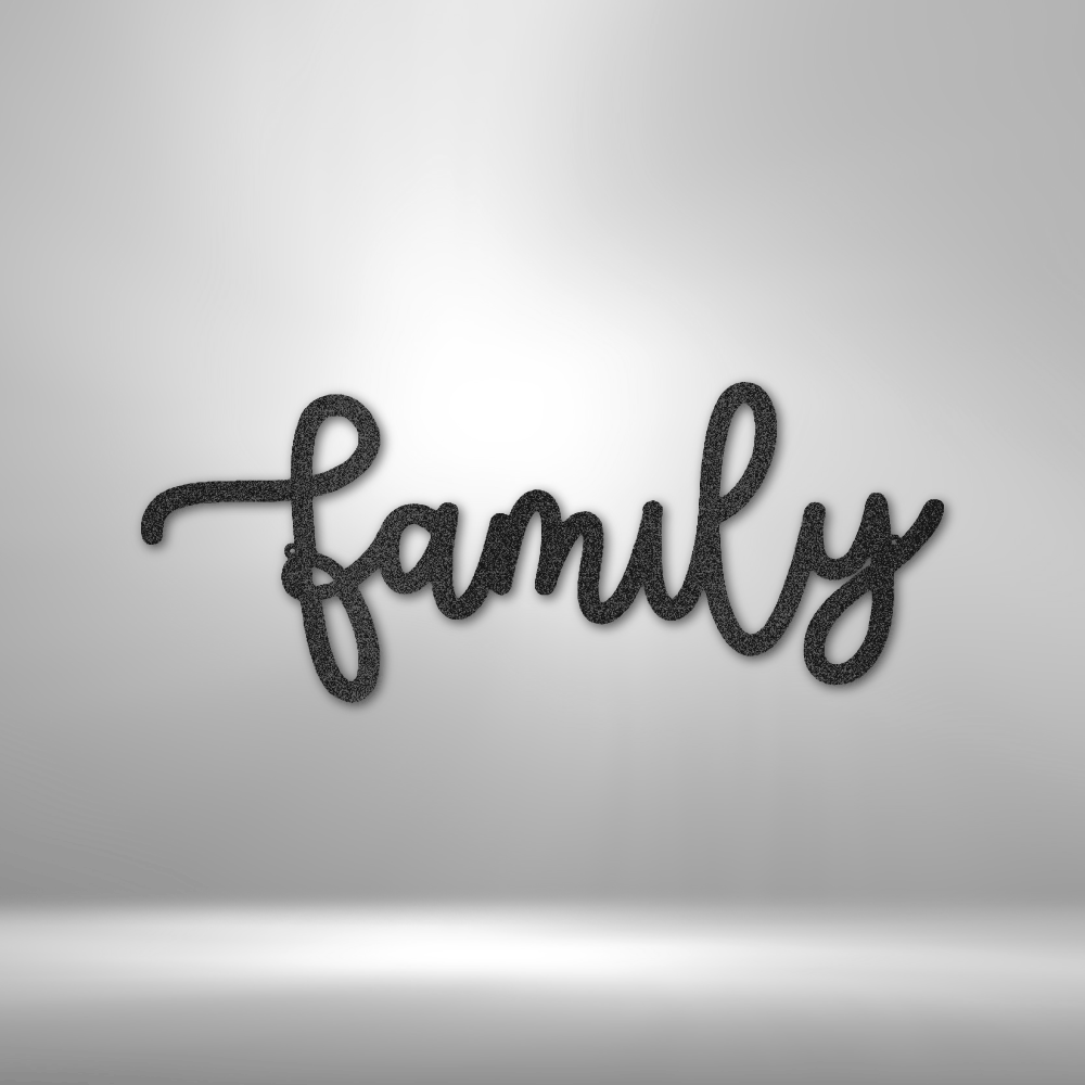 Family Script - Steel Sign - Metamorphosis Creations