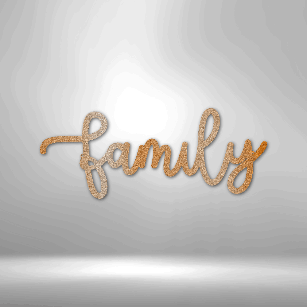 Family Script - Steel Sign - Metamorphosis Creations