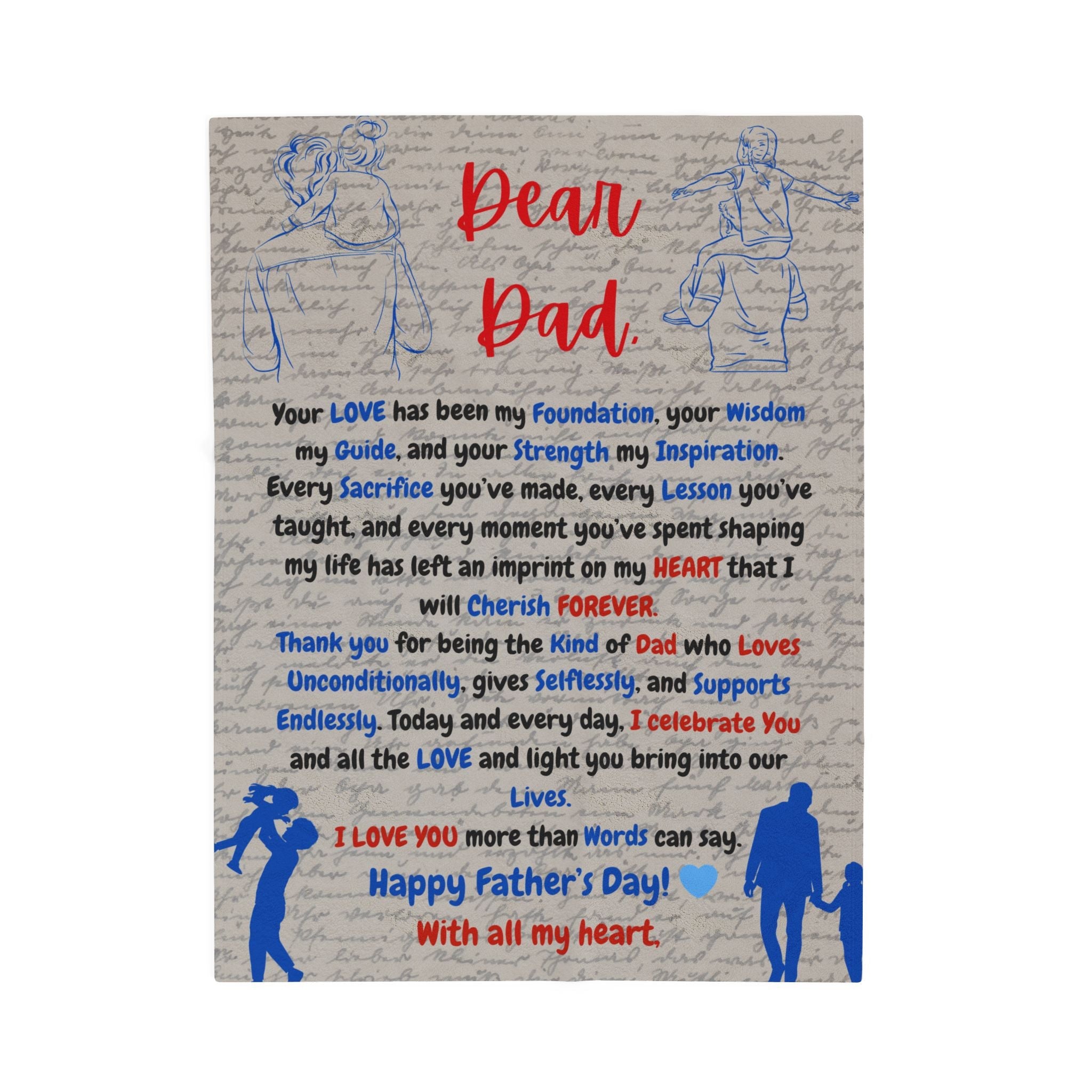 Father's Day Velveteen Plush Blanket with Quote, Unique Designs, Cozy Gift for Dad, Warm Throw, Bedspread - Metamorphosis Creations