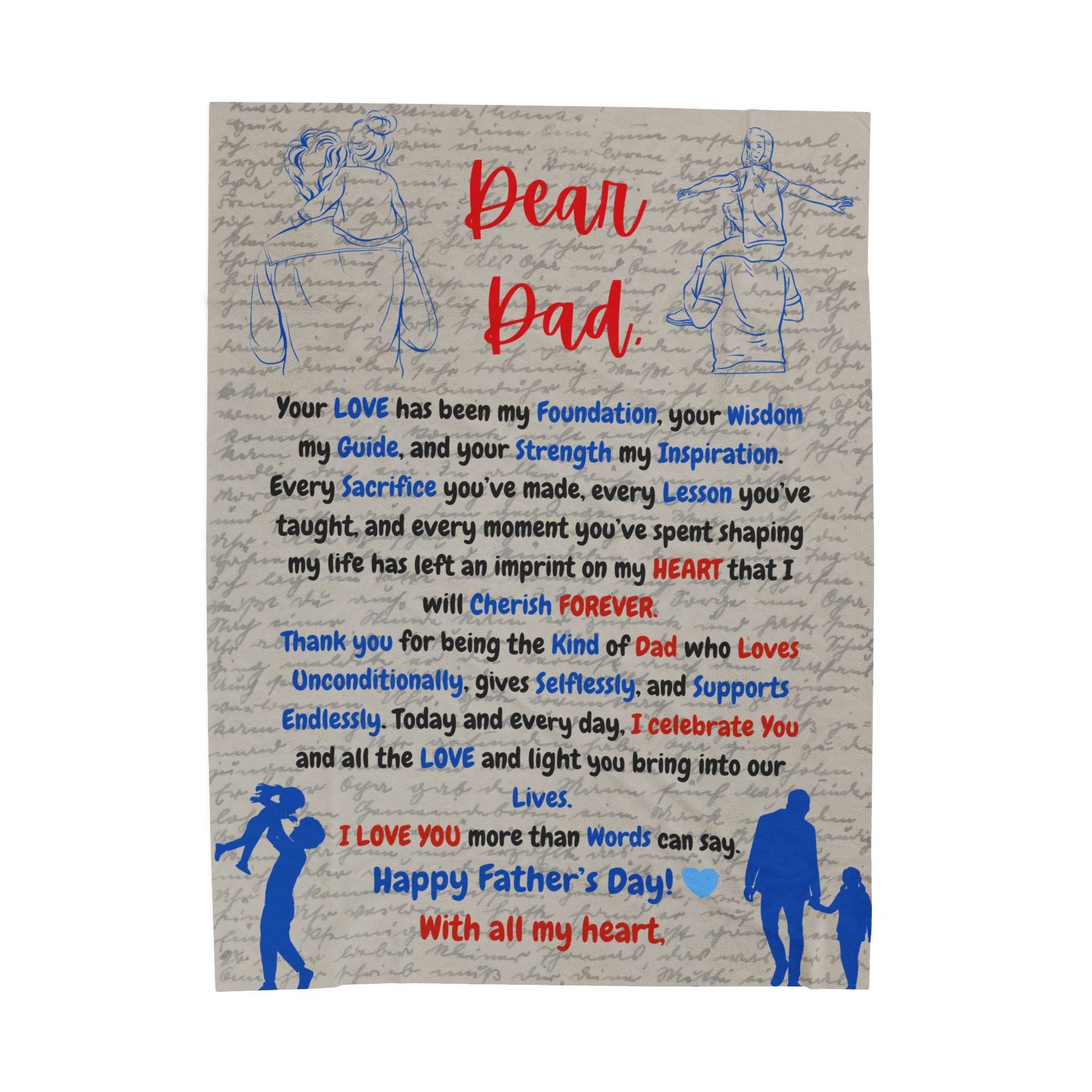 Father's Day Velveteen Plush Blanket with Quote, Unique Designs, Cozy Gift for Dad, Warm Throw, Bedspread - Metamorphosis Creations