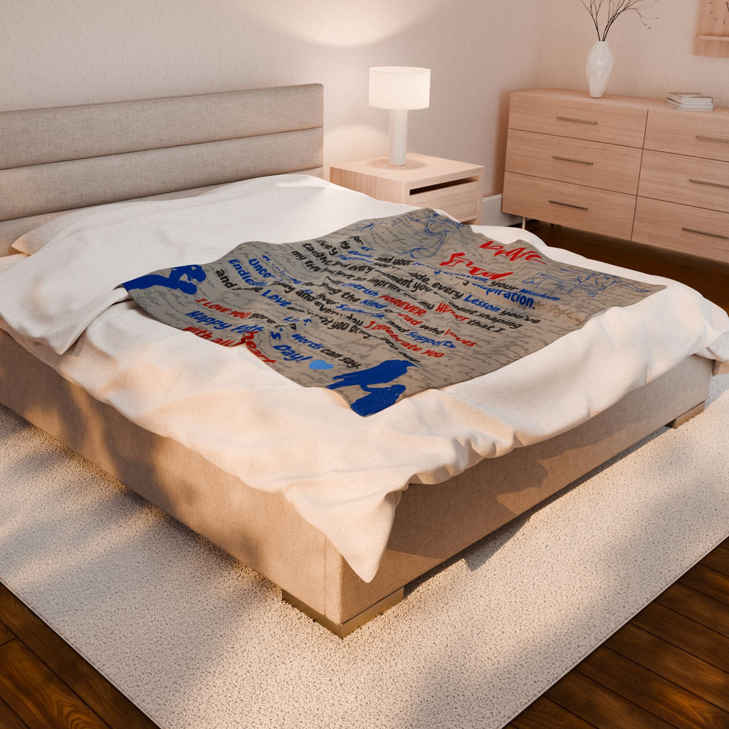 Father's Day Velveteen Plush Blanket with Quote, Unique Designs, Cozy Gift for Dad, Warm Throw, Bedspread - Metamorphosis Creations