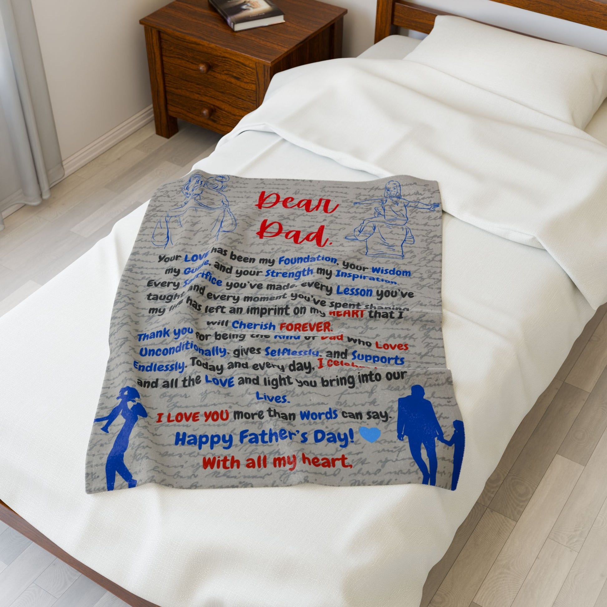 Father's Day Velveteen Plush Blanket with Quote, Unique Designs, Cozy Gift for Dad, Warm Throw, Bedspread - Metamorphosis Creations