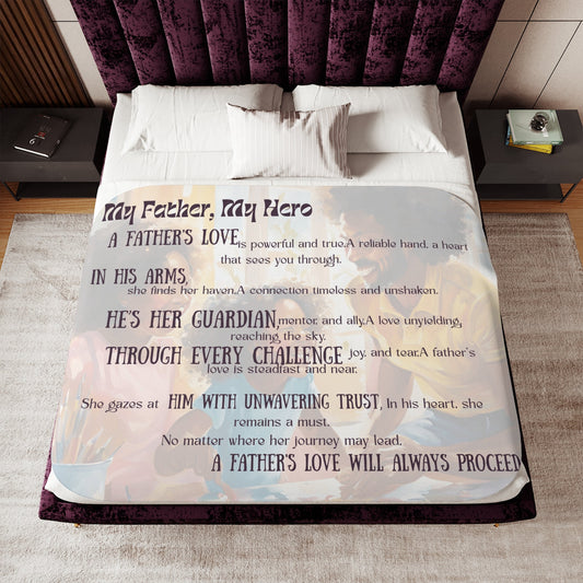 Father's Hero Sherpa Blanket, Cozy Gift for Dad, Father's Day, Home Comfort, Warmth and Love - Metamorphosis Creations