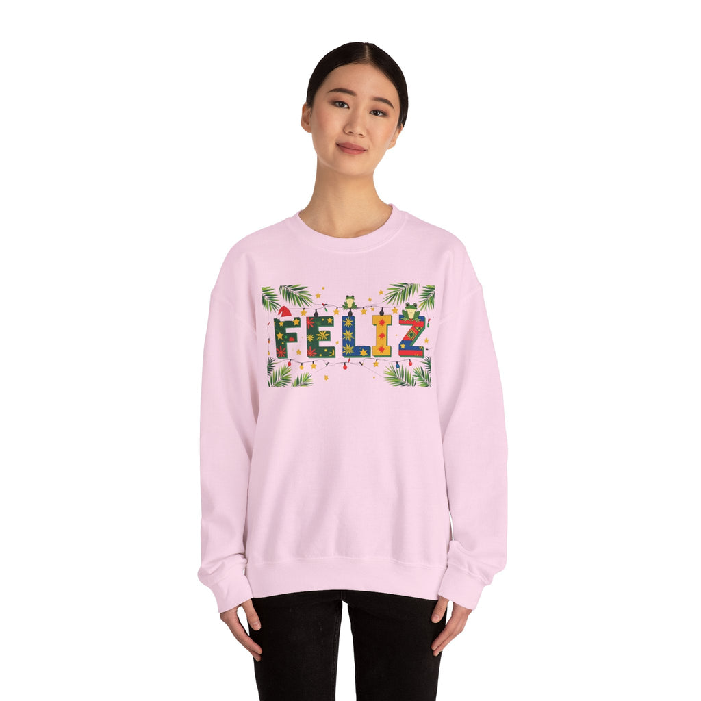 Feliz Holiday Crewneck Sweatshirt, Christmas Gift, Unisex Sweatshirt, Cozy Winter Apparel, Festive Wear - Metamorphosis Creations