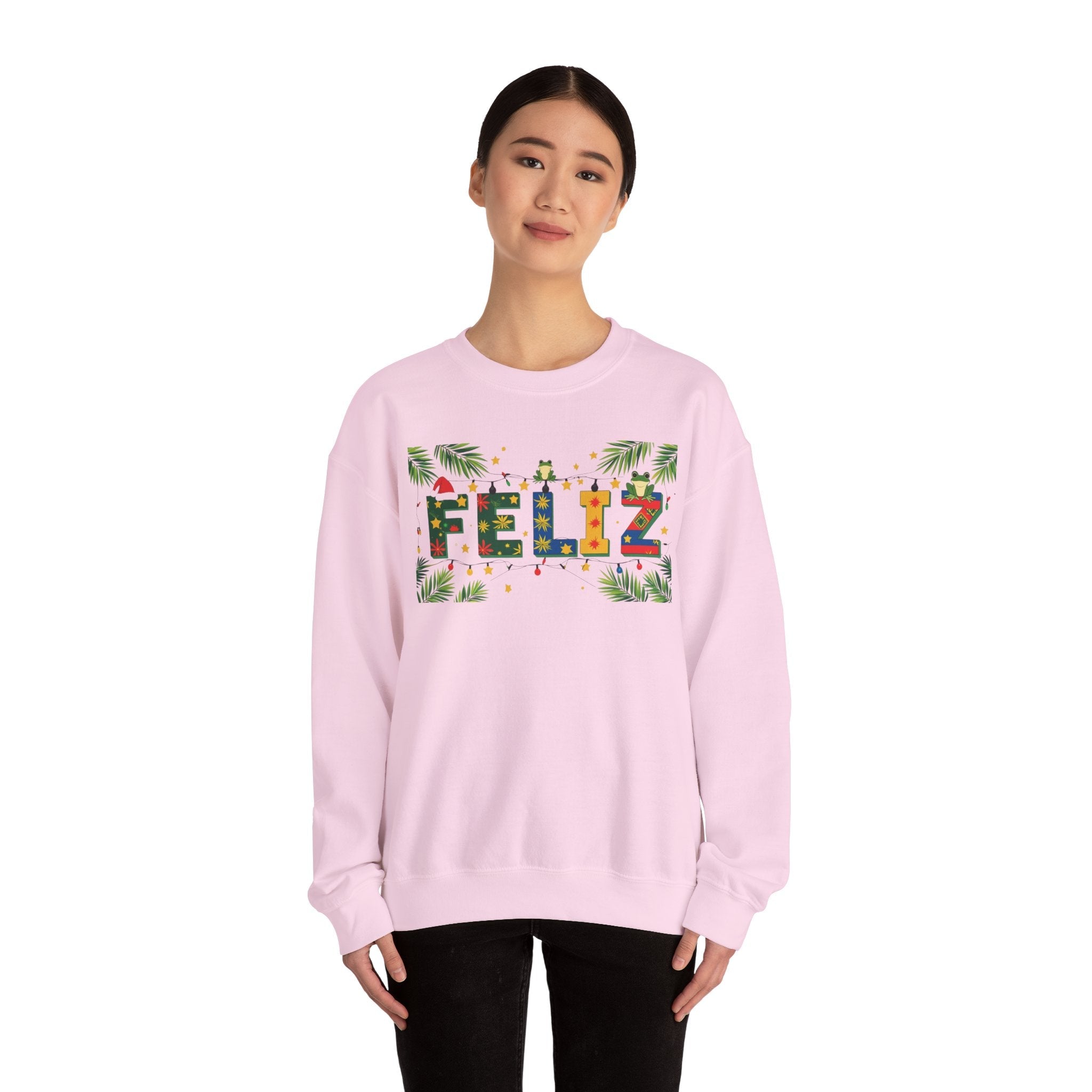 Feliz Holiday Crewneck Sweatshirt, Christmas Gift, Unisex Sweatshirt, Cozy Winter Apparel, Festive Wear - Metamorphosis Creations