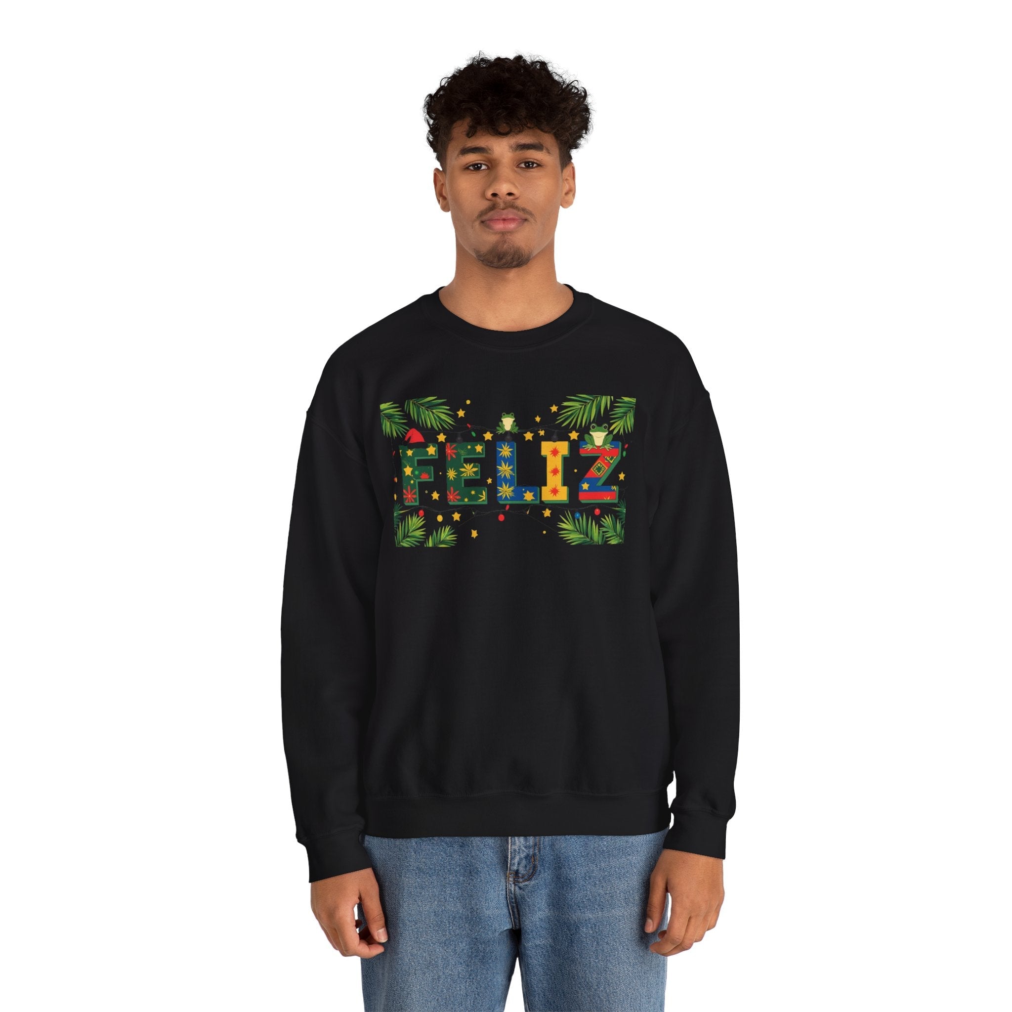 Feliz Holiday Crewneck Sweatshirt, Christmas Gift, Unisex Sweatshirt, Cozy Winter Apparel, Festive Wear - Metamorphosis Creations