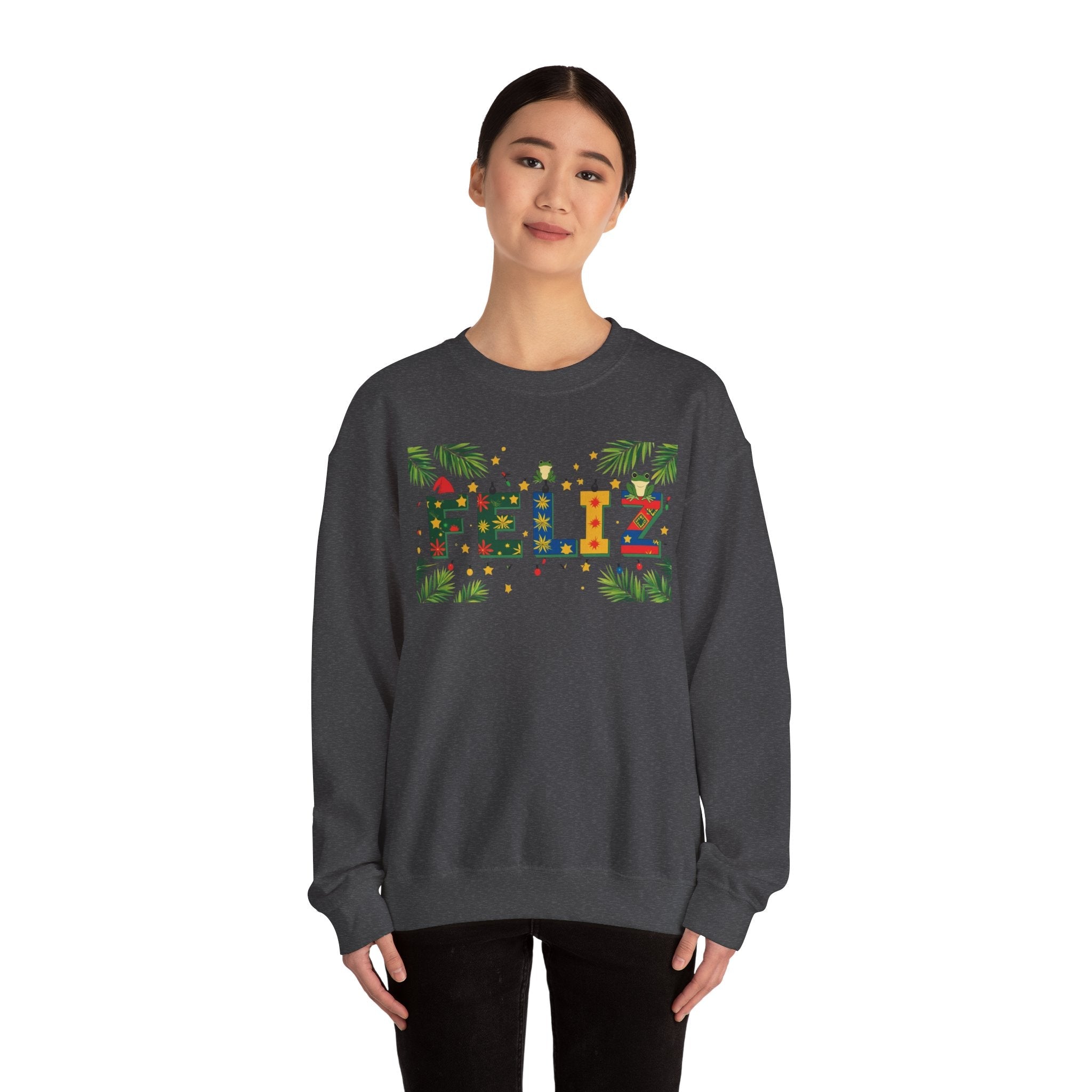 Feliz Holiday Crewneck Sweatshirt, Christmas Gift, Unisex Sweatshirt, Cozy Winter Apparel, Festive Wear - Metamorphosis Creations