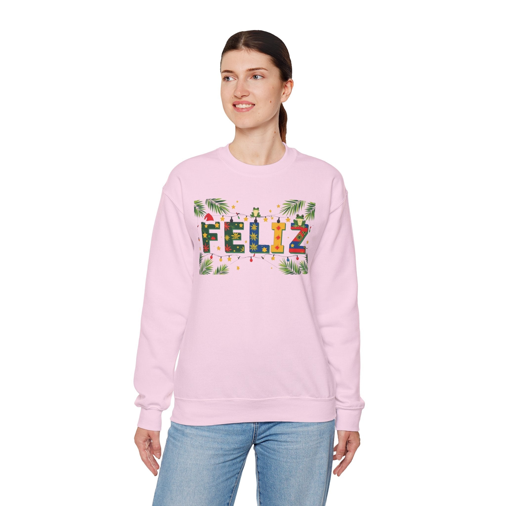 Feliz Holiday Crewneck Sweatshirt, Christmas Gift, Unisex Sweatshirt, Cozy Winter Apparel, Festive Wear - Metamorphosis Creations