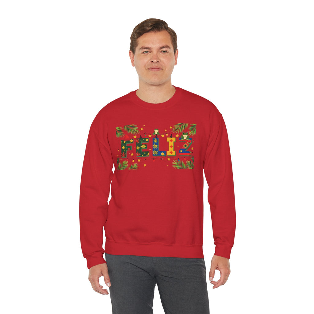 Feliz Holiday Crewneck Sweatshirt, Christmas Gift, Unisex Sweatshirt, Cozy Winter Apparel, Festive Wear - Metamorphosis Creations