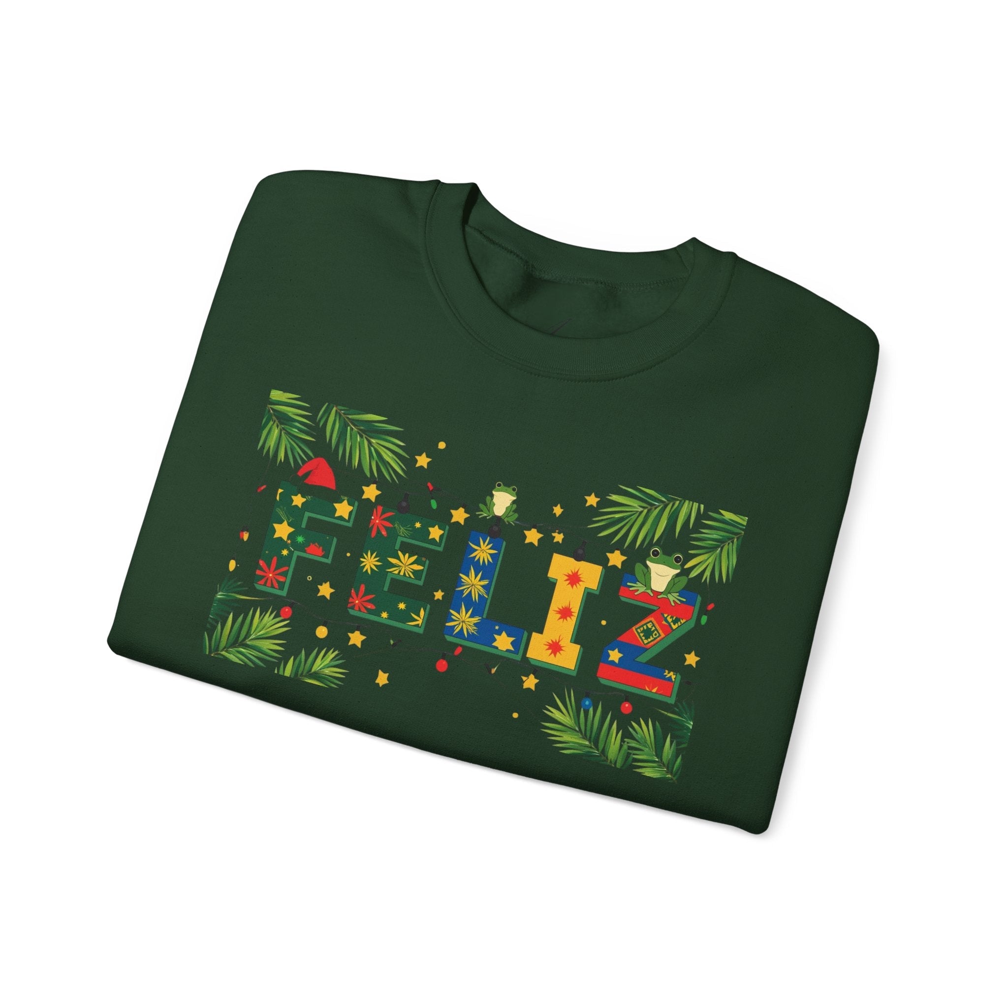 Feliz Holiday Crewneck Sweatshirt, Christmas Gift, Unisex Sweatshirt, Cozy Winter Apparel, Festive Wear - Metamorphosis Creations